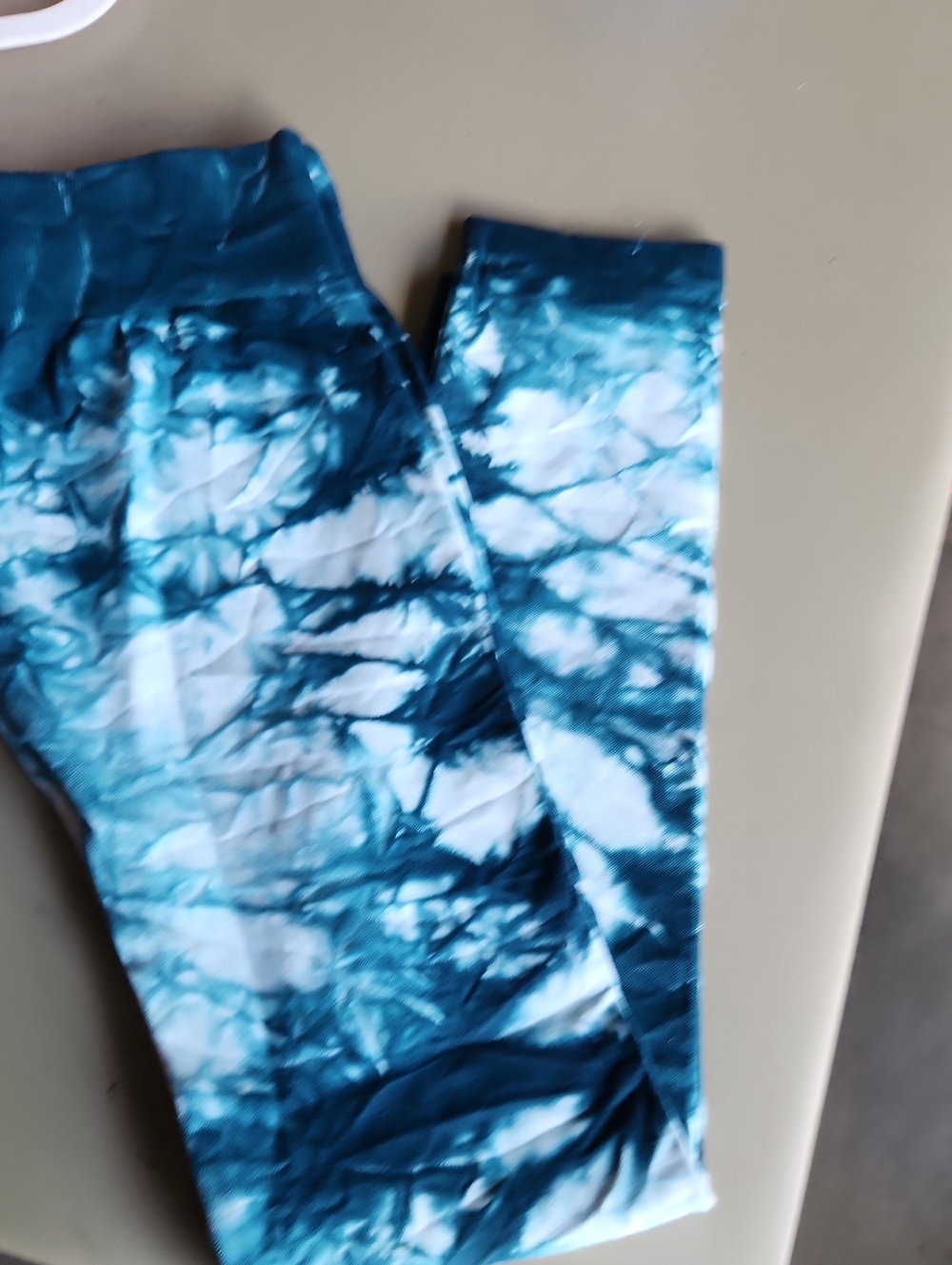 Dark Teal Tie-Dye Leggings - Stylish Active Bottoms. One Size Fits All